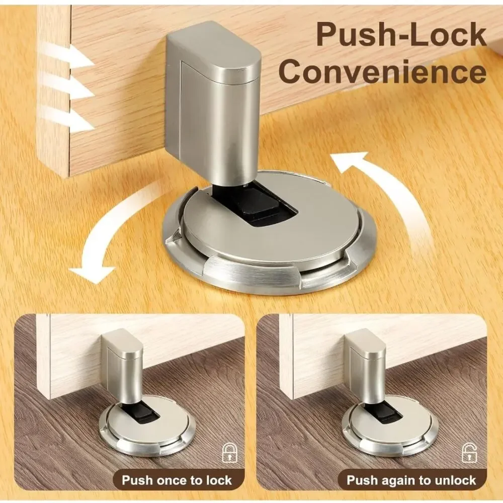 uxcell Magnetic Floor Door Stopper Brushed Steel Adhesive/Screw Open Box